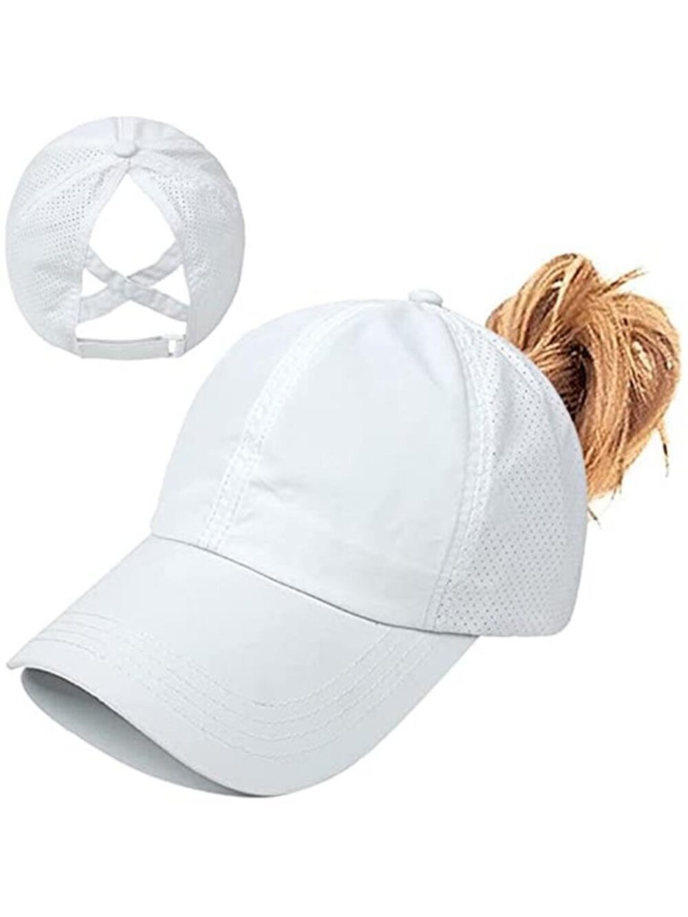 Womens Ponytail Hat Baseball Cap, Adjustable Criss Cross Baseball Cap High Bun